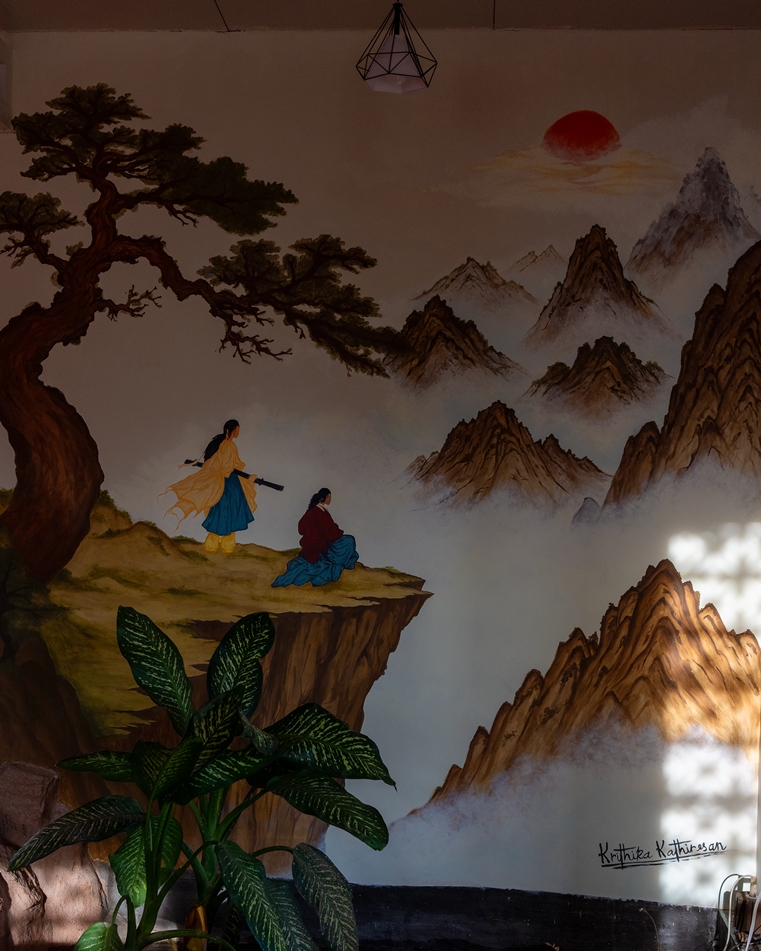 Peaceful hotel landscape